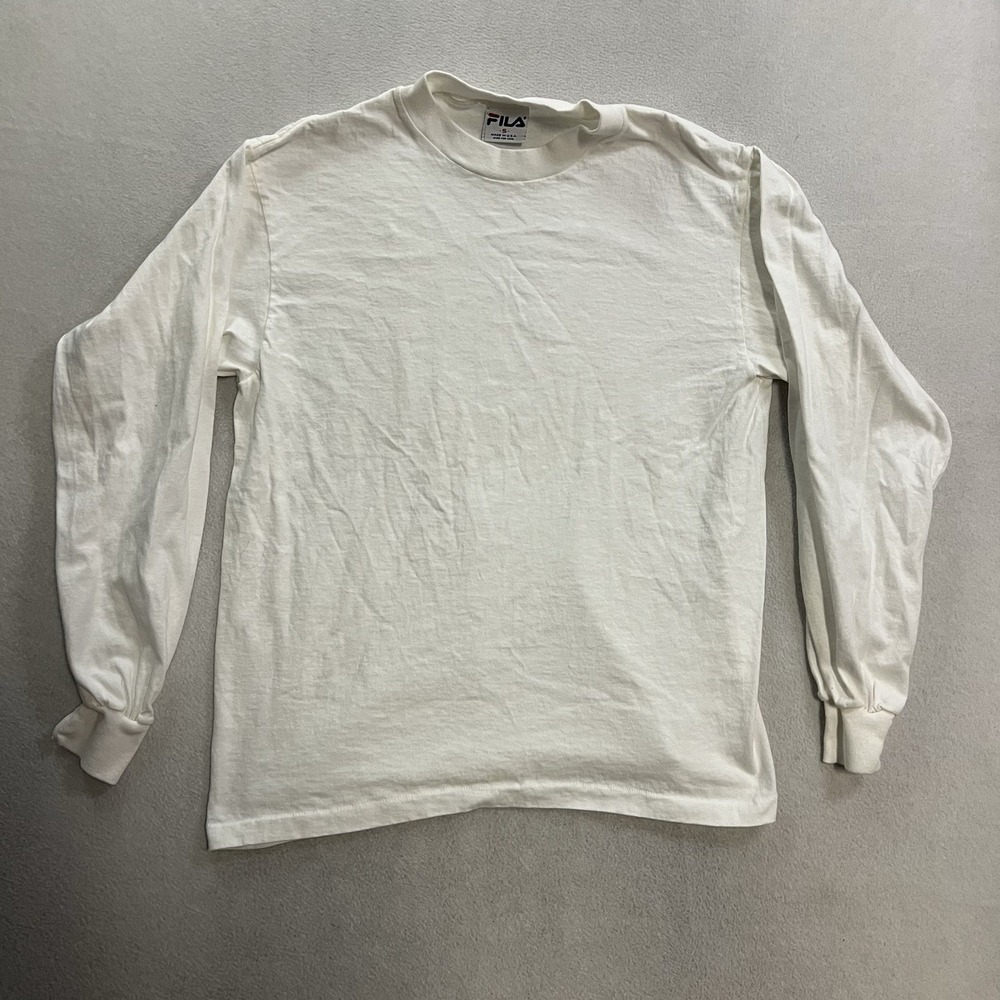 Vintage Fila T-Shirt Men's Size Small White Single Stitch White Blank 90's